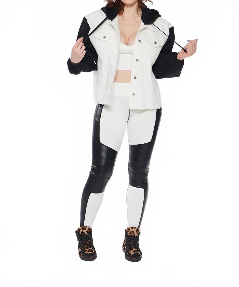 NEW CIRCULAR PATH combo jean jacket in white/black